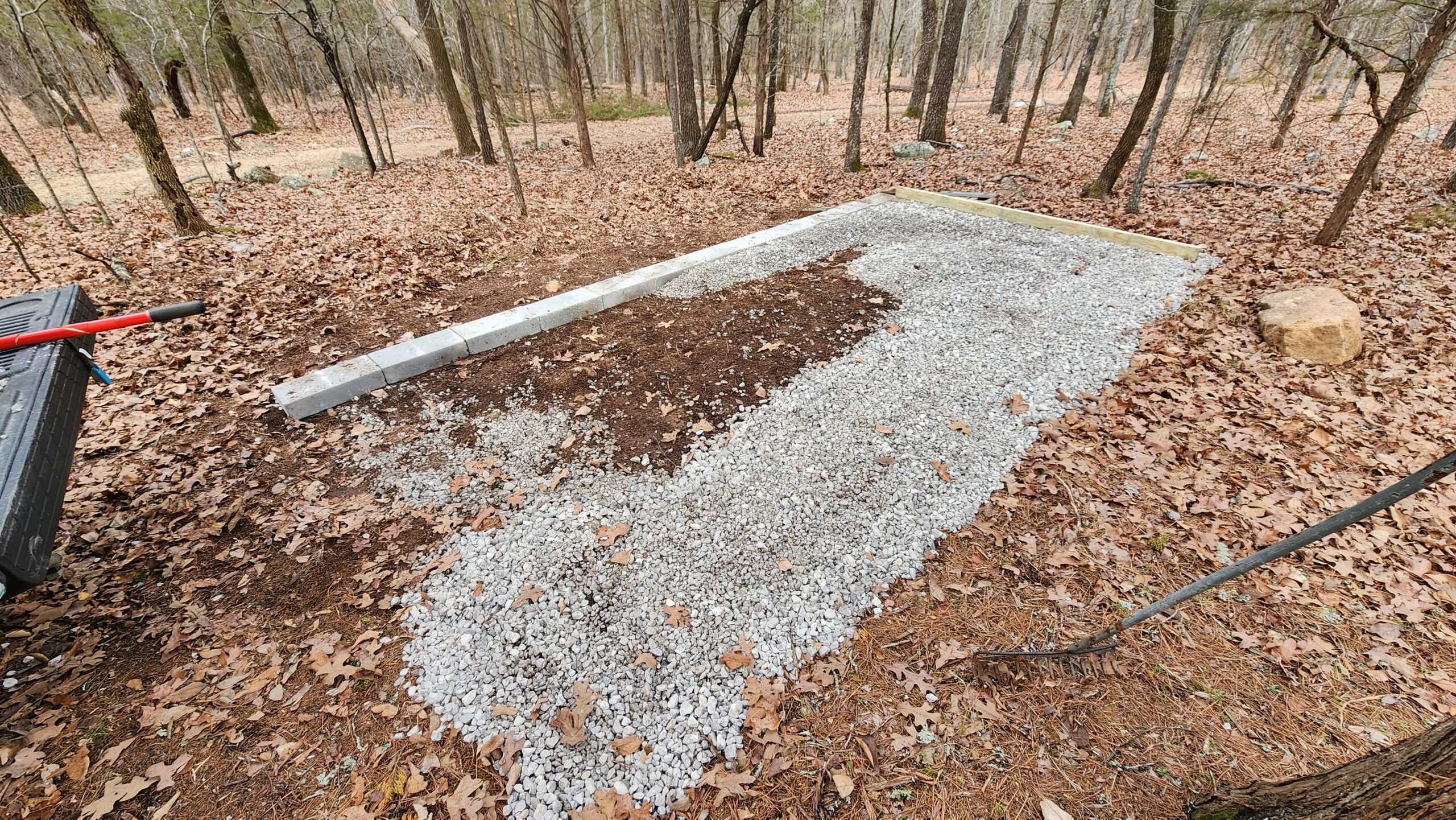 Chicken Coop foundation ready, but a flat on the trailer.